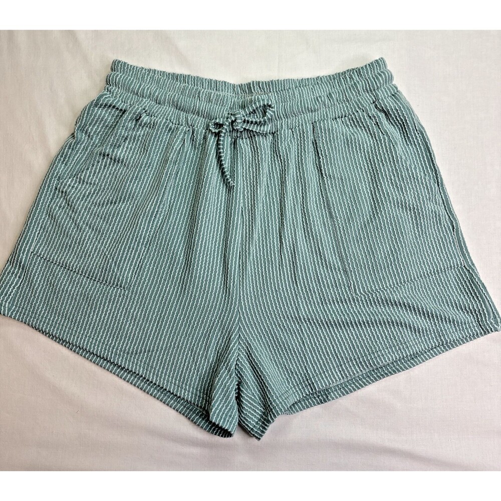 Shorts Womens XL Beach Mint Green Ribbed Elastic Waist Shorts